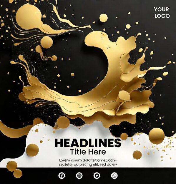 PSD flyer template with abstract gold design