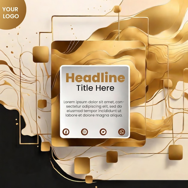 PSD flyer template with abstract gold design