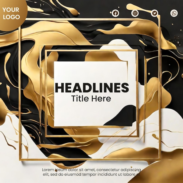 PSD flyer template with abstract gold design