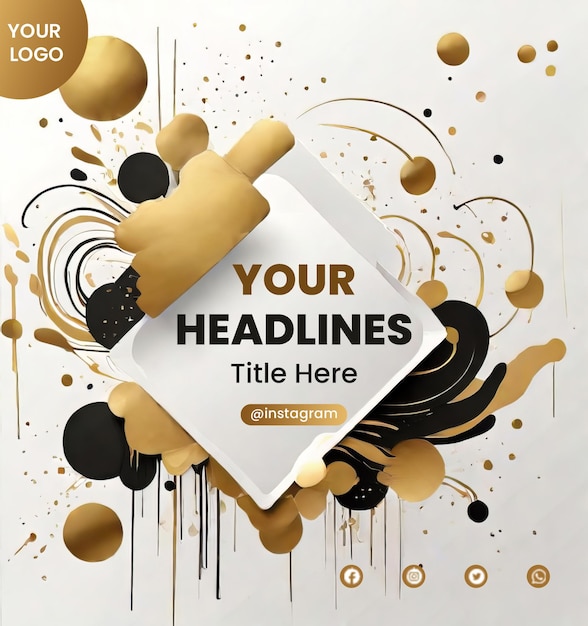 PSD flyer template with abstract gold design