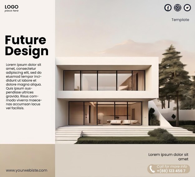 Flyer template with architecture illustration