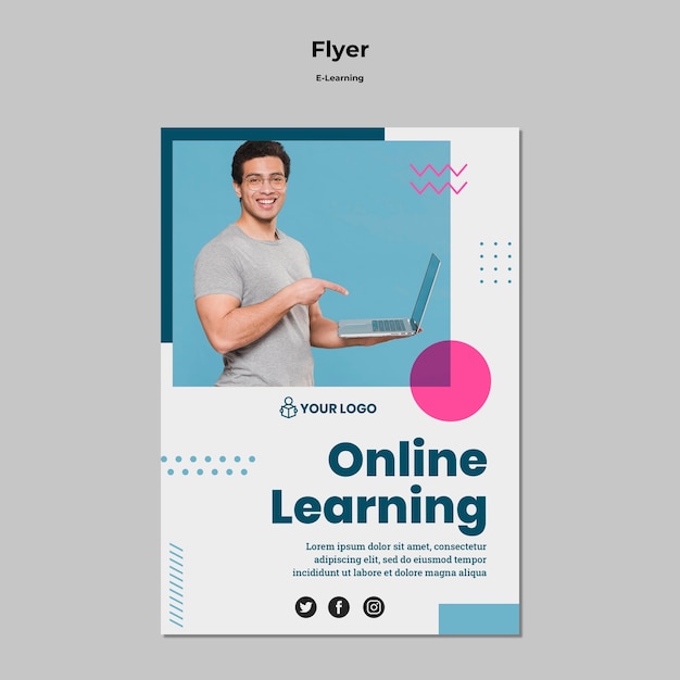 Flyer template with e-learning design