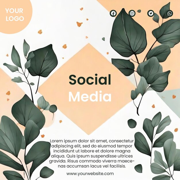 PSD flyer template with leaves design