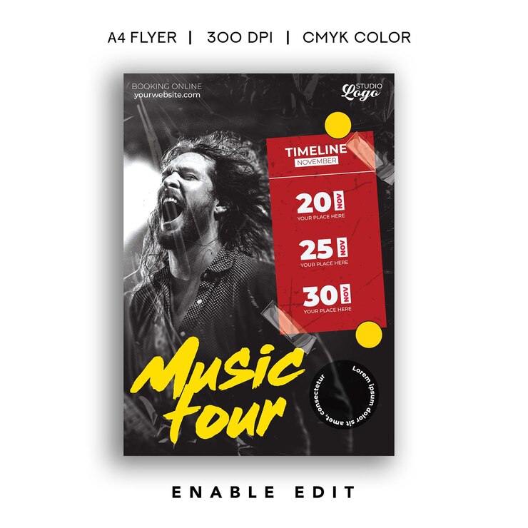 PSD flyer van de muziektour