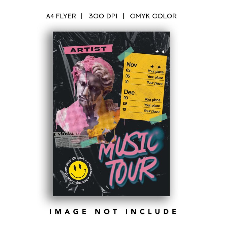 PSD flyer van de muziektour
