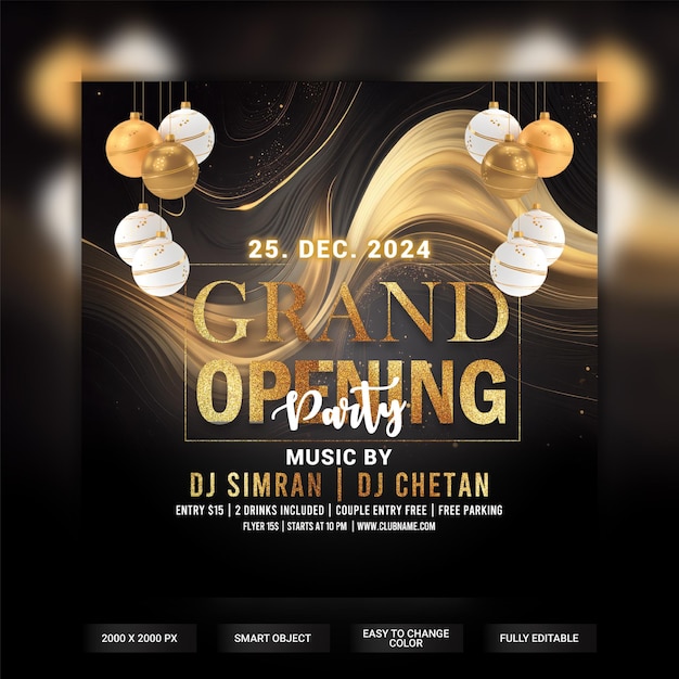 Flyer van de openingspartytje.