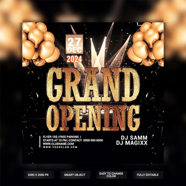 Flyer van de openingspartytje.