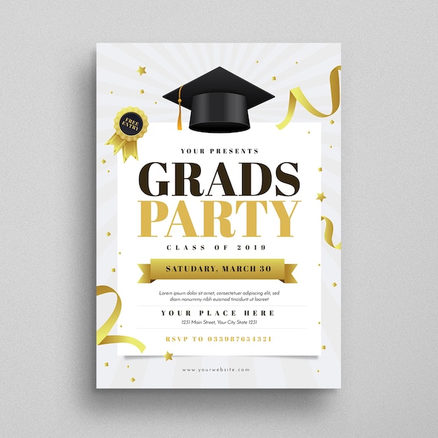 Flyer van het afstudeerfeest.