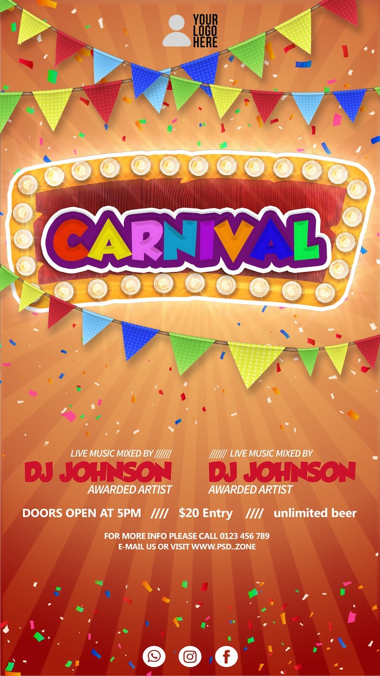 PSD flyer van het carnaval