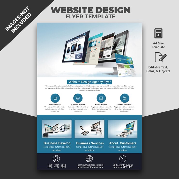 PSD flyer van het ontwerpbureau van de website