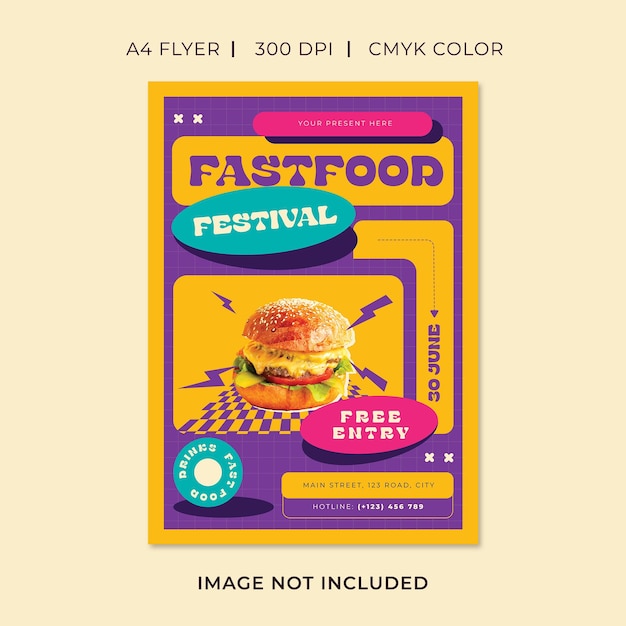 PSD flyer voor fastfoodfestivals