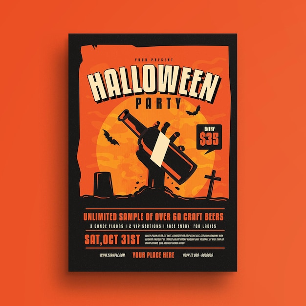 Flyer voor halloween-bierfeestevenement