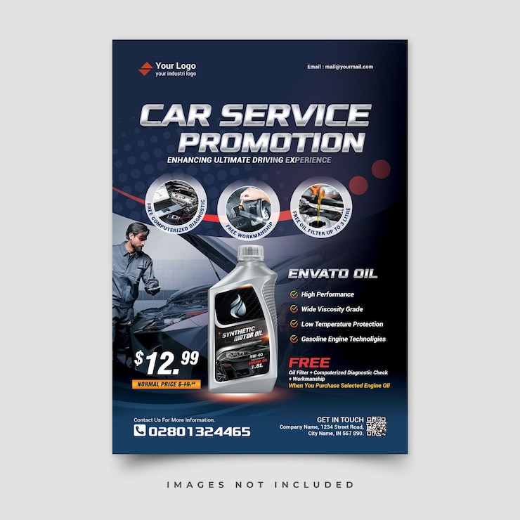 Flyer voor promotie van autoservice