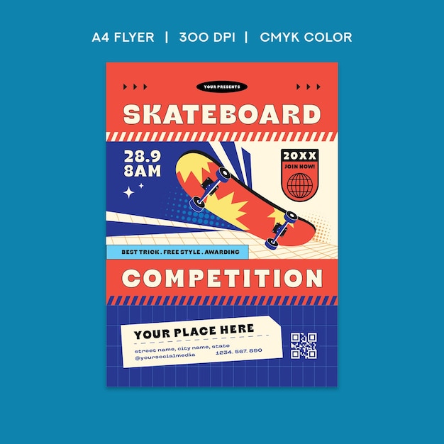 Flyer voor skateboardwedstrijden