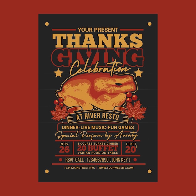 PSD flyer voor thanksgiving-viering