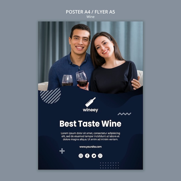 PSD flyer with couple for winery