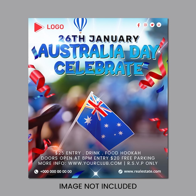 Flyerconcept voor gelukkige dag van australië met sociale media banner of instagram postsjabloon