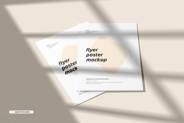 PSD flyers mockup with shadow overlay