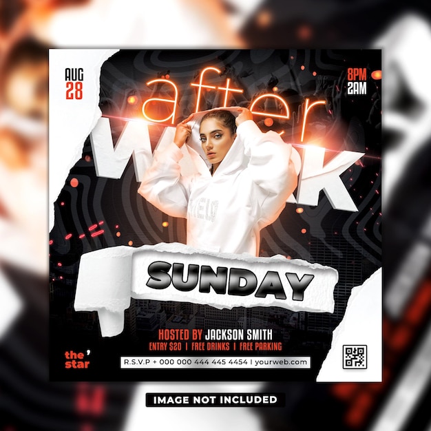 Flyersjabloon voor after work friday night club-feest