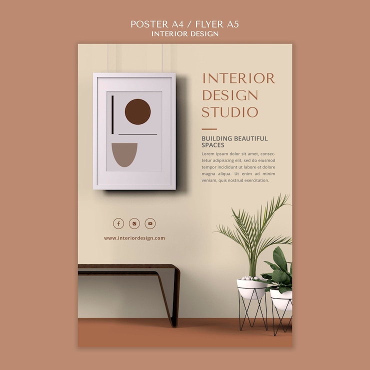 PSD flyersjabloon voor interieurontwerp