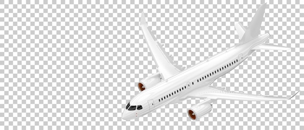 PSD flying airplane isolated on transparent background 3d rendering illustration