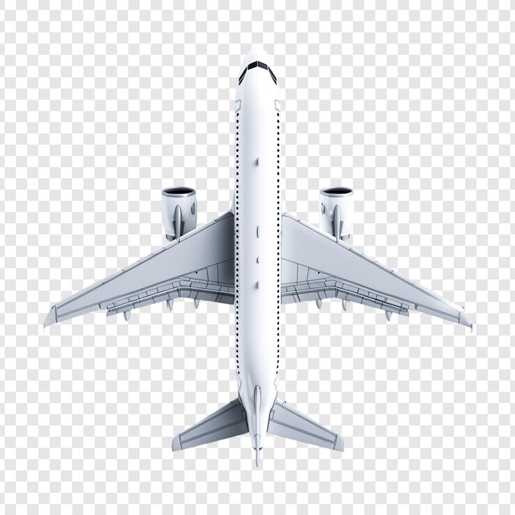 PSD flying airplane isolated on transparent background