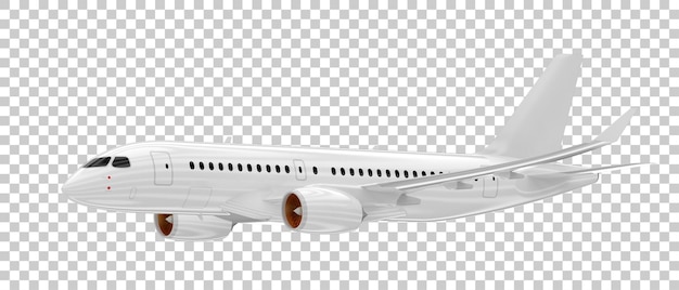 Flying airplane on transparent background 3d rendering illustration
