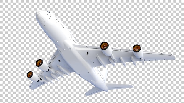 Flying airplane on transparent background 3d rendering illustration