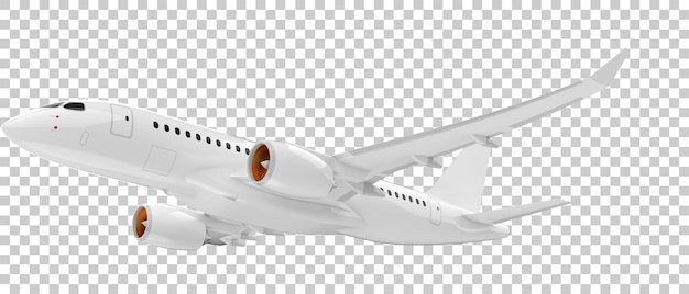 Flying airplane on transparent background 3d rendering illustration