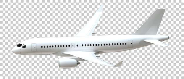 Flying airplane on transparent background 3d rendering illustration