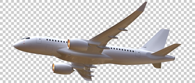 Flying airplane on transparent background 3d rendering illustration