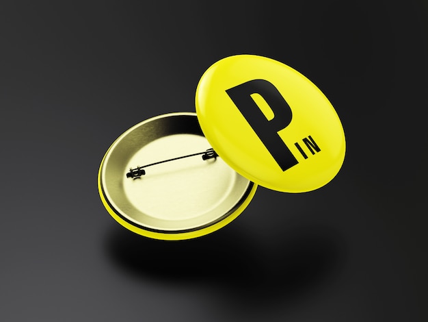 Flying badge of pin mockup