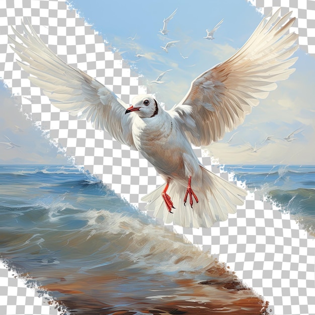 Flying bird with brown head transparent background