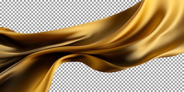 PSD flying black and golden silk fabric isolated on transparent background