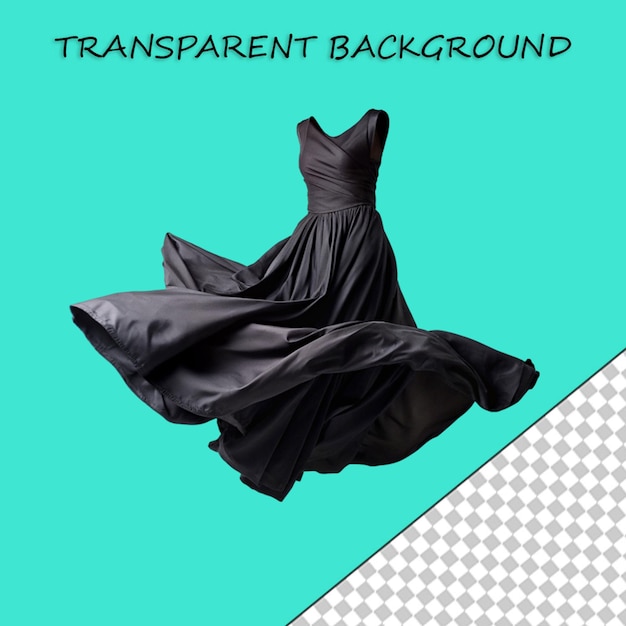 PSD flying black silk fabric isolated