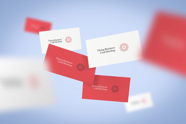 PSD flying business card mockup