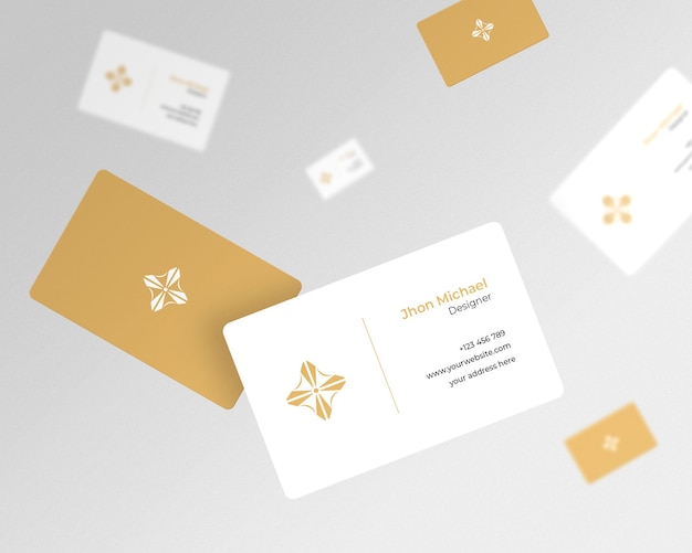 Flying business card mockup