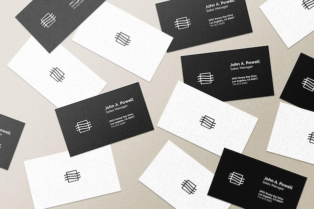 Flying business cards mockup