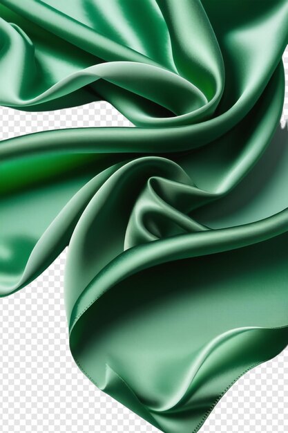 PSD flying green silk fabric png isolated on transparent background premium psd