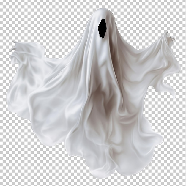 PSD Летающий призрак хэллоуина в белом листе png файл изолированного вырезанного объекта с теней png