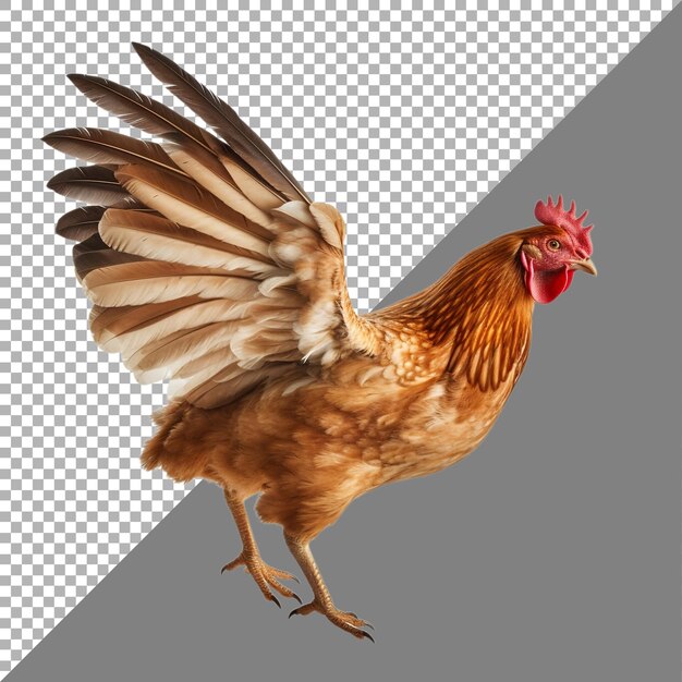 PSD flying hen on transparent background ai generated