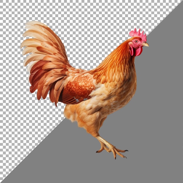 PSD flying hen on transparent background ai generated