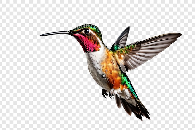 Colibrì volante png isolato su sfondo trasparente