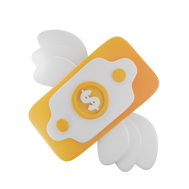 Flying money 3d icon for money