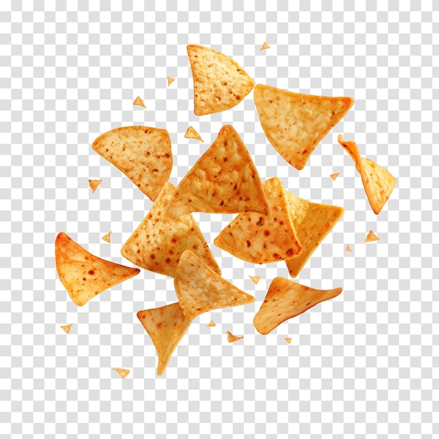 PSD flying nachos on transparent background