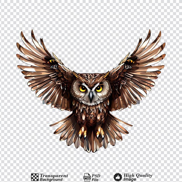 PSD flying owl isolated on transparent background