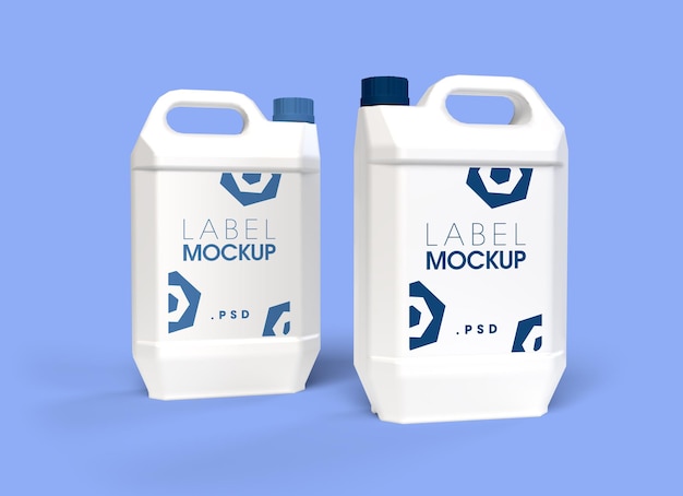 Flying plastic jugs mockup design rendering