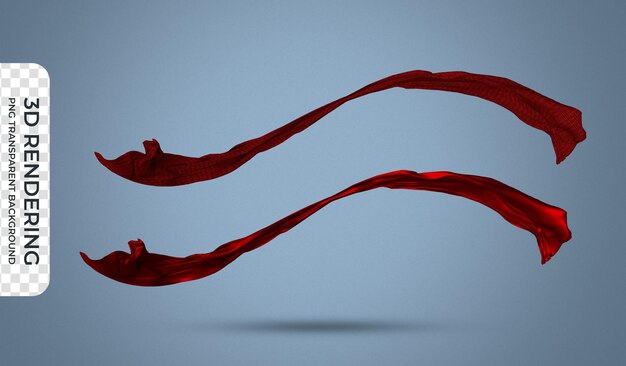 PSD flying red fabric 3d rendering transparent background