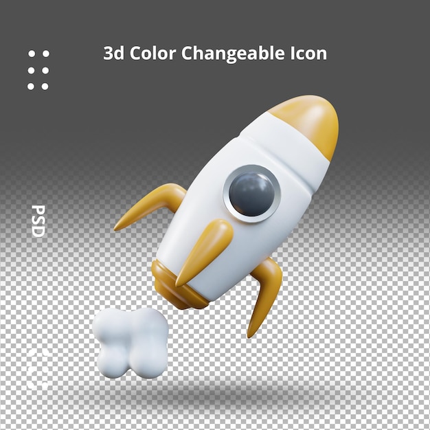 Flying rocket ui icon 3d illustration