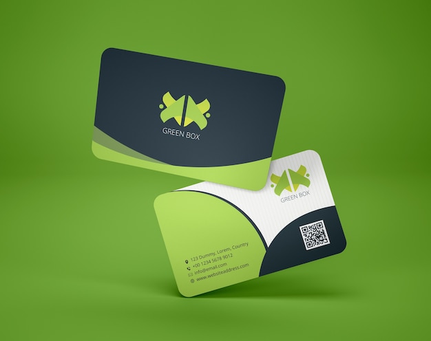 PSD flying round corners business card mockup